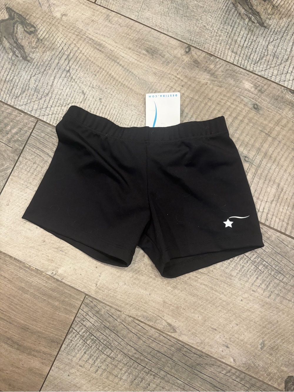 Kids Black Athletic Shorts with Star Accent